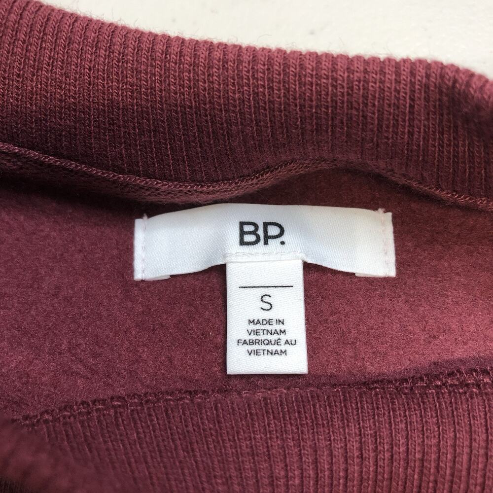 BP Nordstrom Sweatshirt Womens Small Burgundy Fleece Long Sleeve Pullover - Picture 2 of 8
